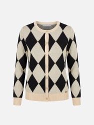 Knitted coat with diamond pattern