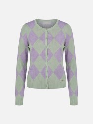 Knitted coat with diamond pattern