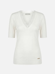 Camisola de malha com renda no decote