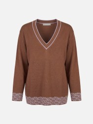 Camisola de malha com padrão a contrastar
