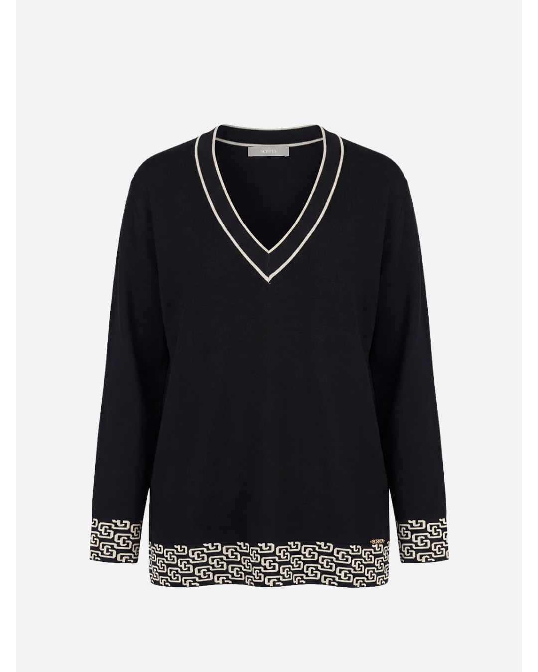 Knitted sweater with contrasting pattern