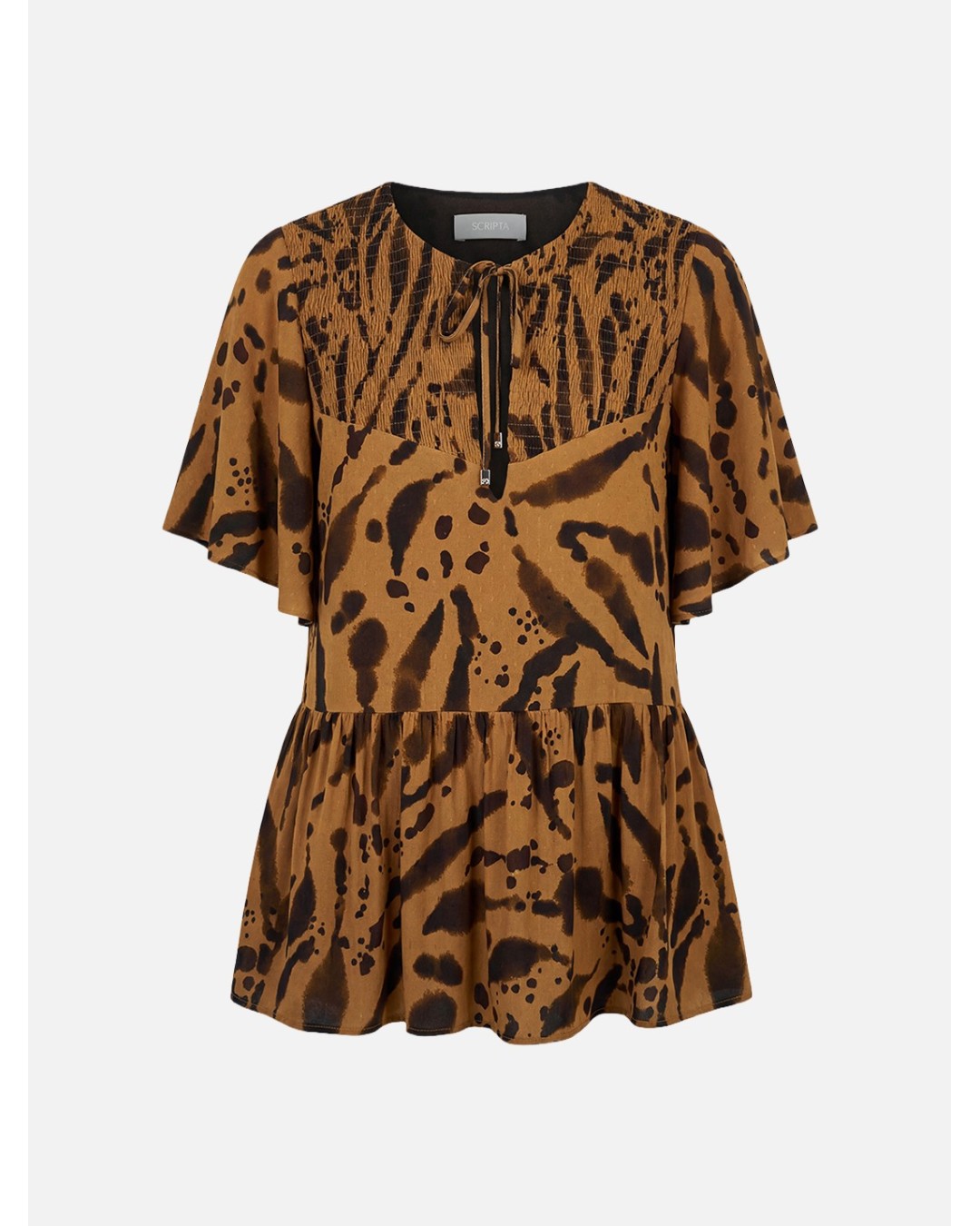 Patterned blouse with V-neck