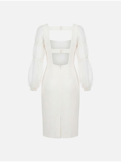 Vestido com manga abalonada em organza