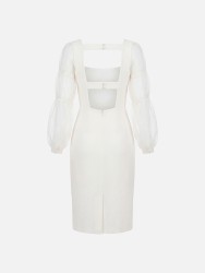 Vestido com manga abalonada em organza