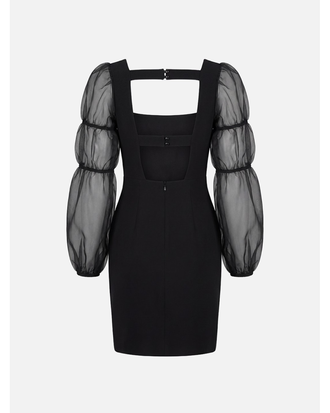 Vestido com manga abalonada em organza