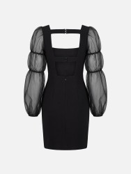 Vestido com manga abalonada em organza