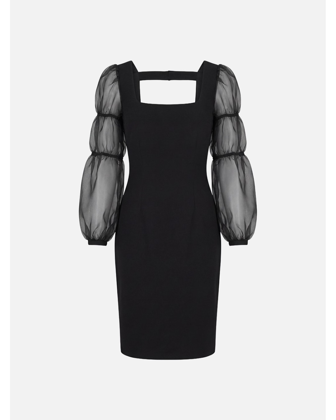Vestido com manga abalonada em organza