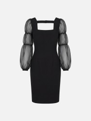 Vestido com manga abalonada em organza