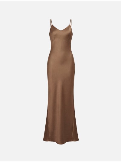 Long dress with thin straps and V-neck