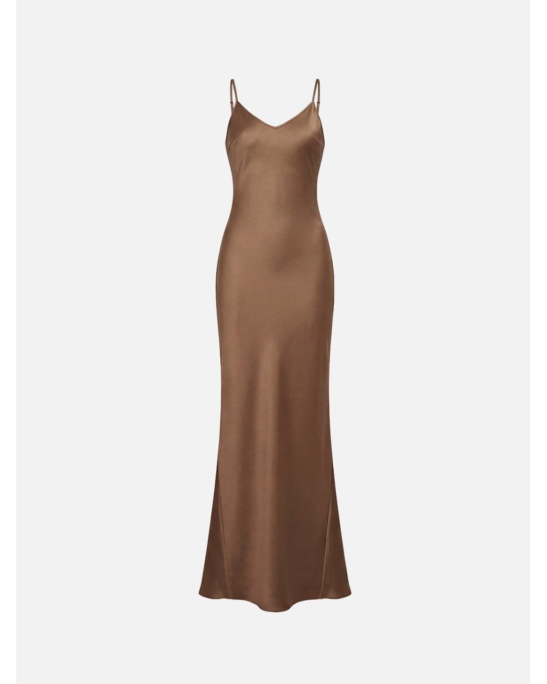 Vestido comprido de alça fina e decote em V