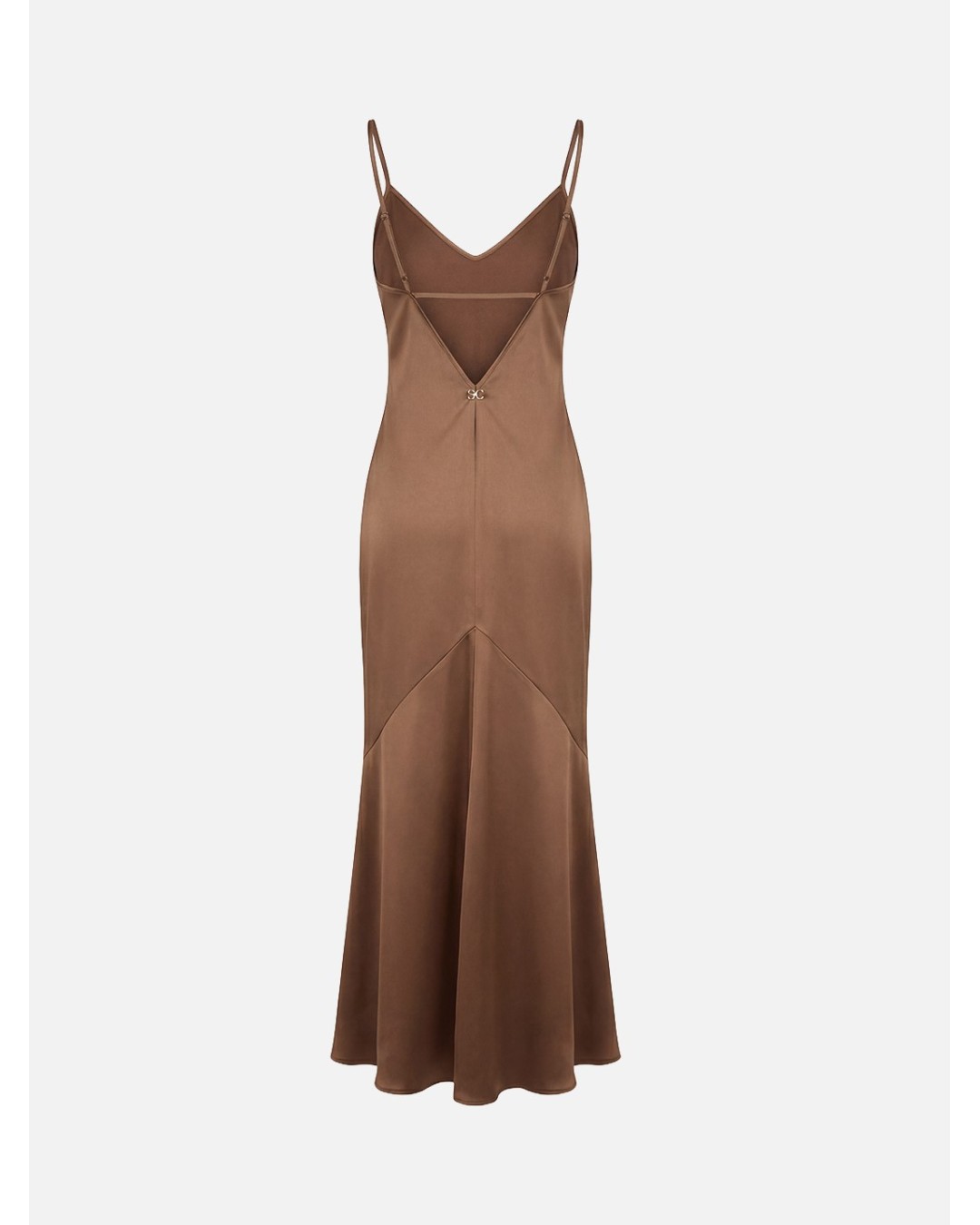 Vestido comprido de alça fina e decote em V