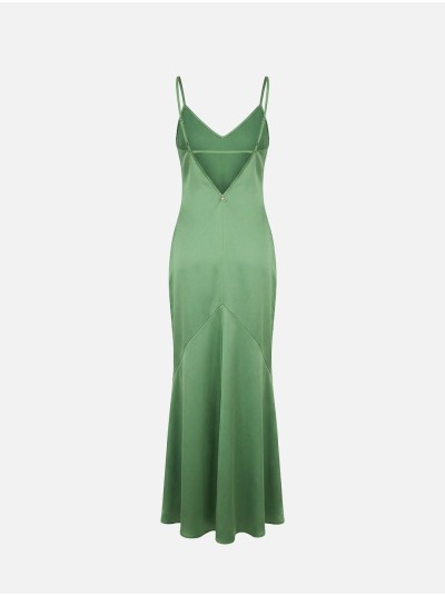 Long dress with thin straps and V-neck