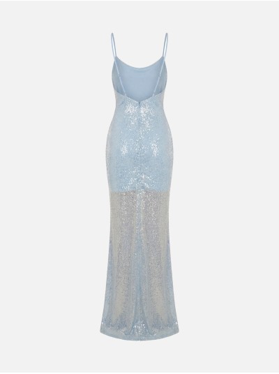 Sequin dress with draped neckline
