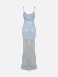 Sequin dress with draped neckline
