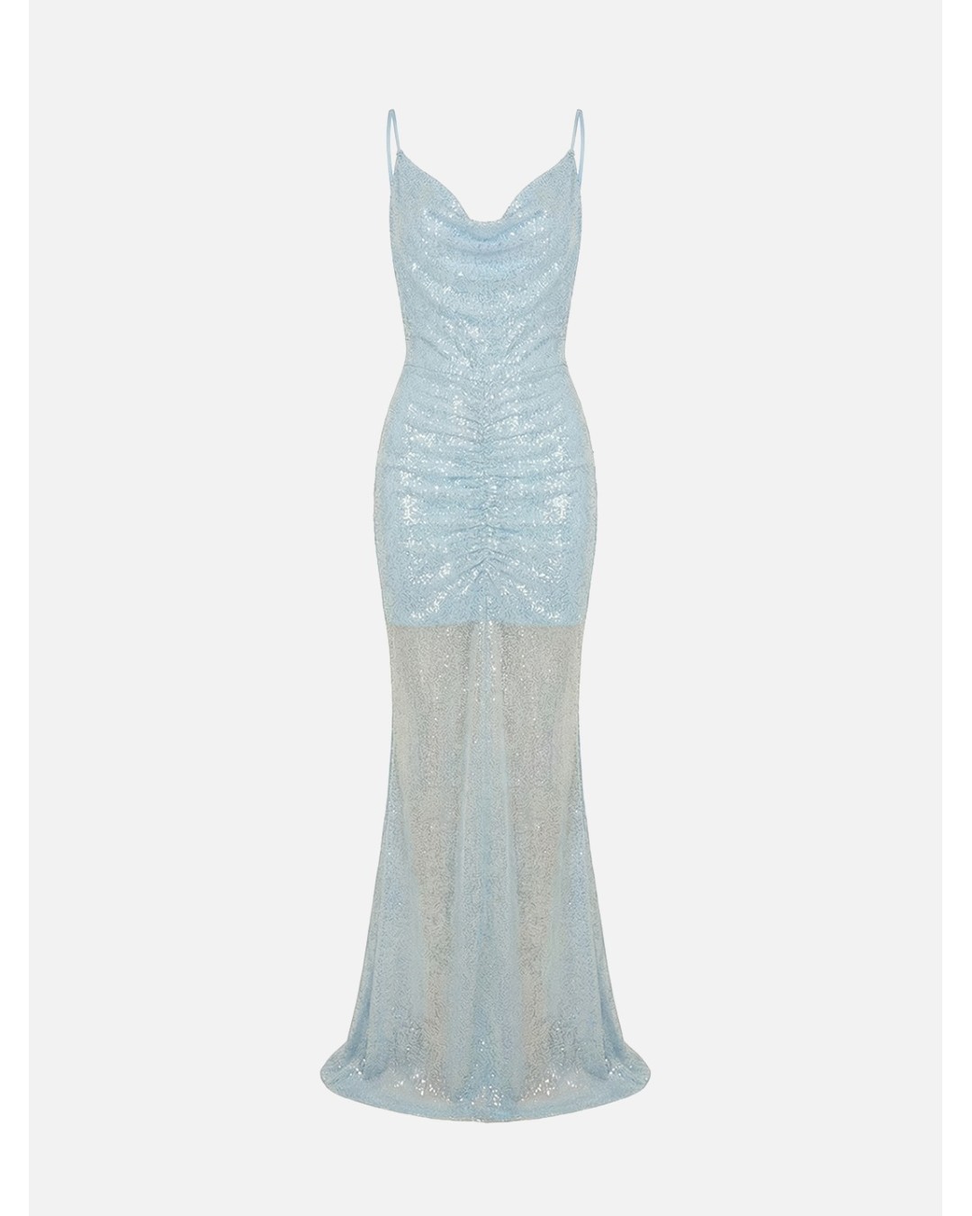 Sequin dress with draped neckline