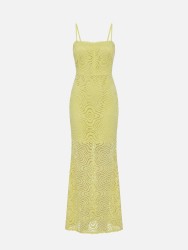 Vestido comprido em renda de alça fina