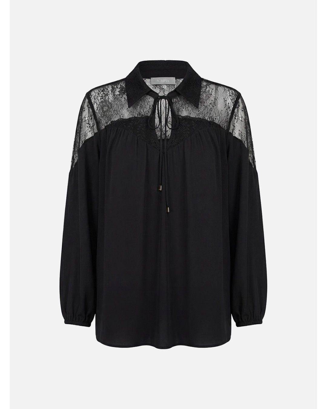 Flowing blouse with lace appliqué
