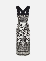 Vestido estampado em malha com abertura lateral