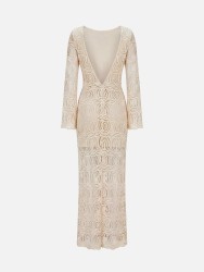 Long lace dress with V-back neckline