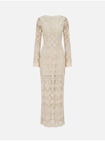 Long lace dress with V-back neckline