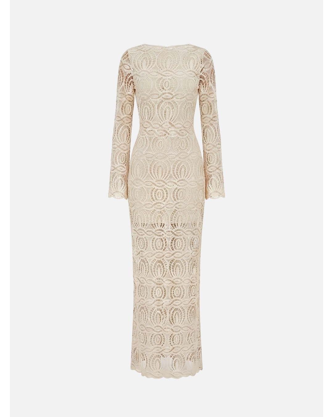Long lace dress with V-back neckline