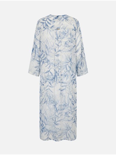 Flowing printed dress with metallic thread