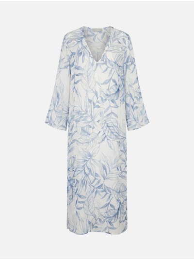 Flowing printed dress with metallic thread