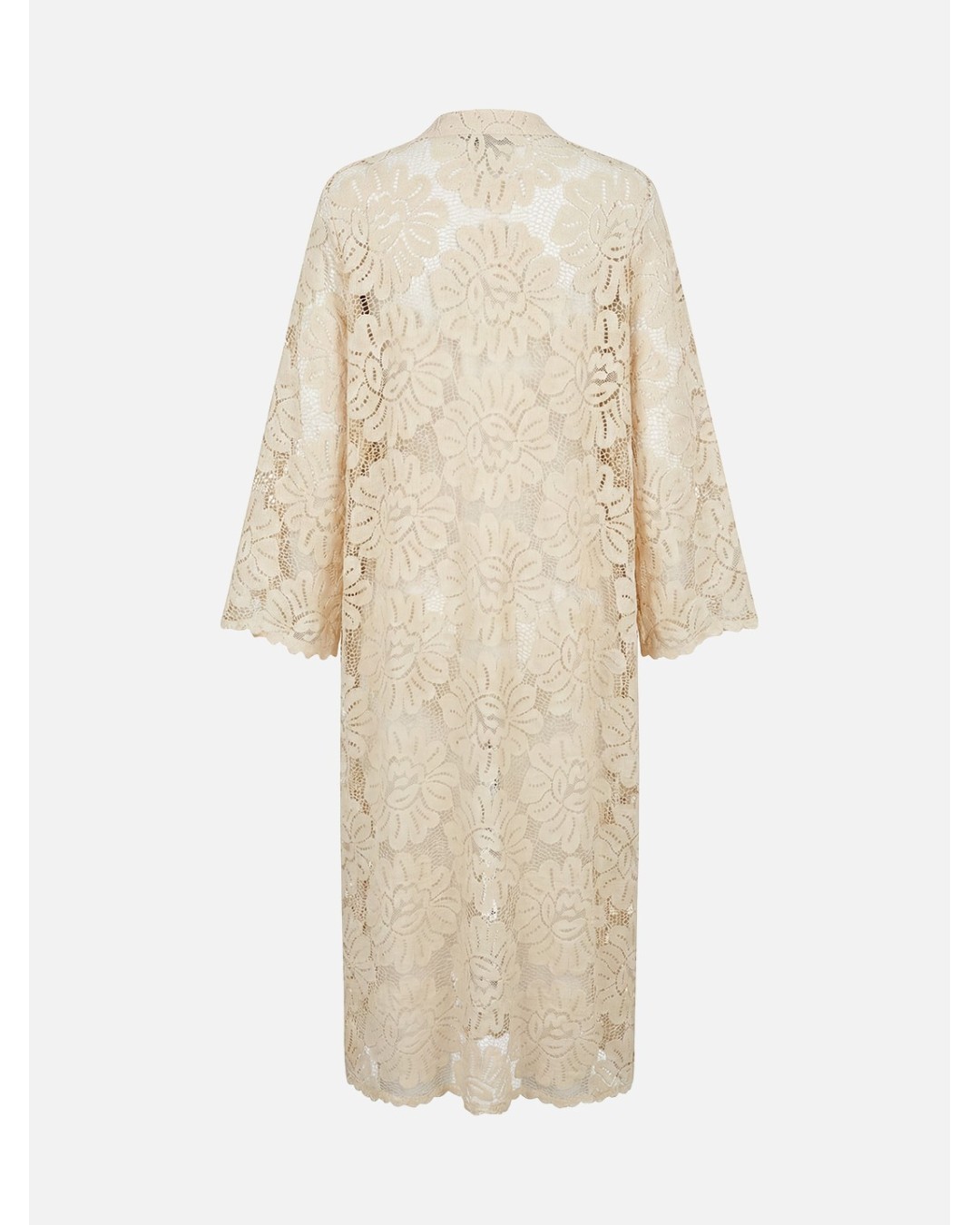 Vestido midi em renda com decote V