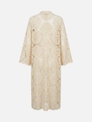 Vestido midi em renda com decote V