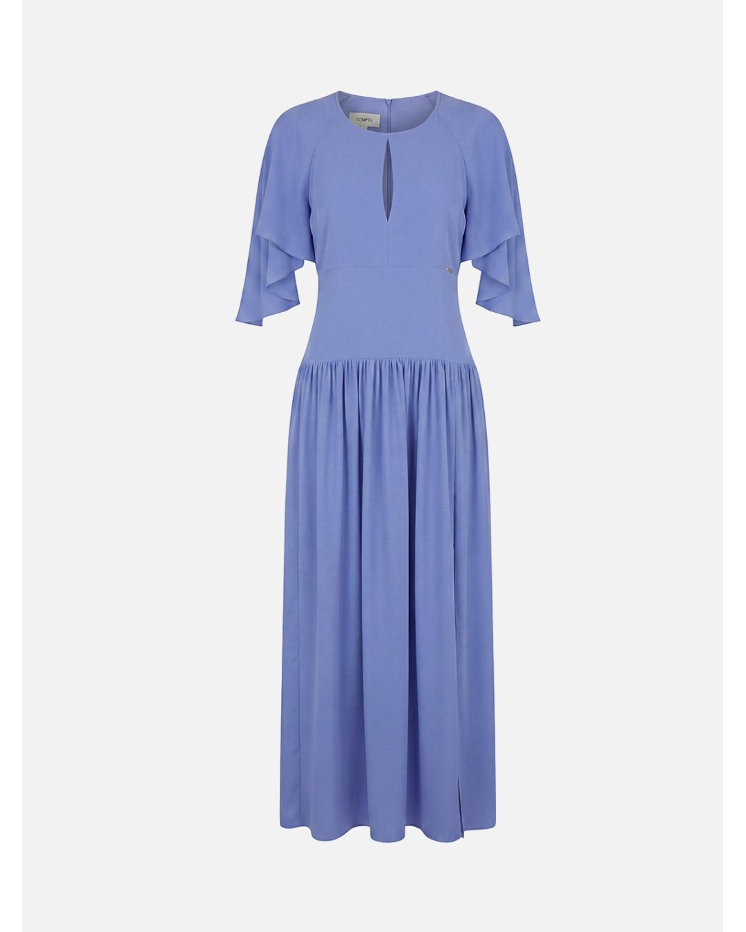 Long dress with keyhole detail and open sleeves