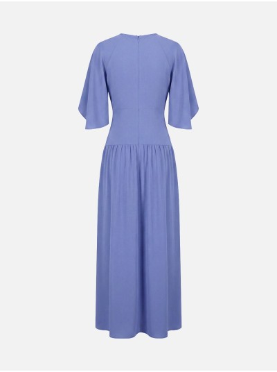 Long dress with keyhole detail and open sleeves