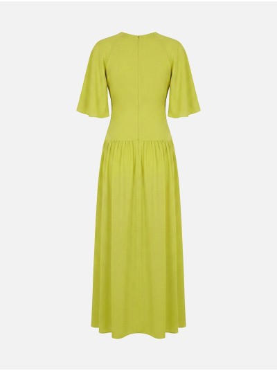Long dress with keyhole detail and open sleeves
