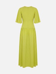 Long dress with keyhole detail and open sleeves