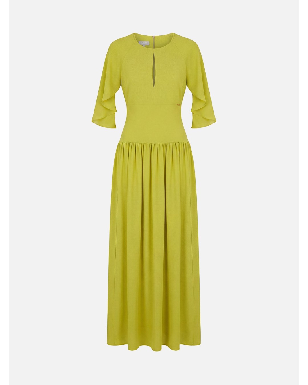 Vestido comprido com lágrima e manga aberta