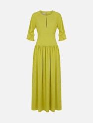 Long dress with keyhole detail and open sleeves