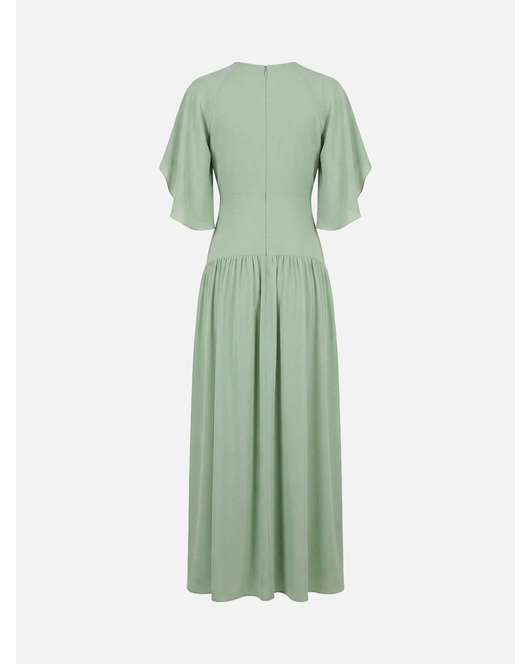 Long dress with keyhole detail and open sleeves