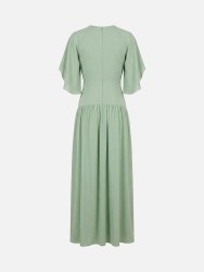 Long dress with keyhole detail and open sleeves