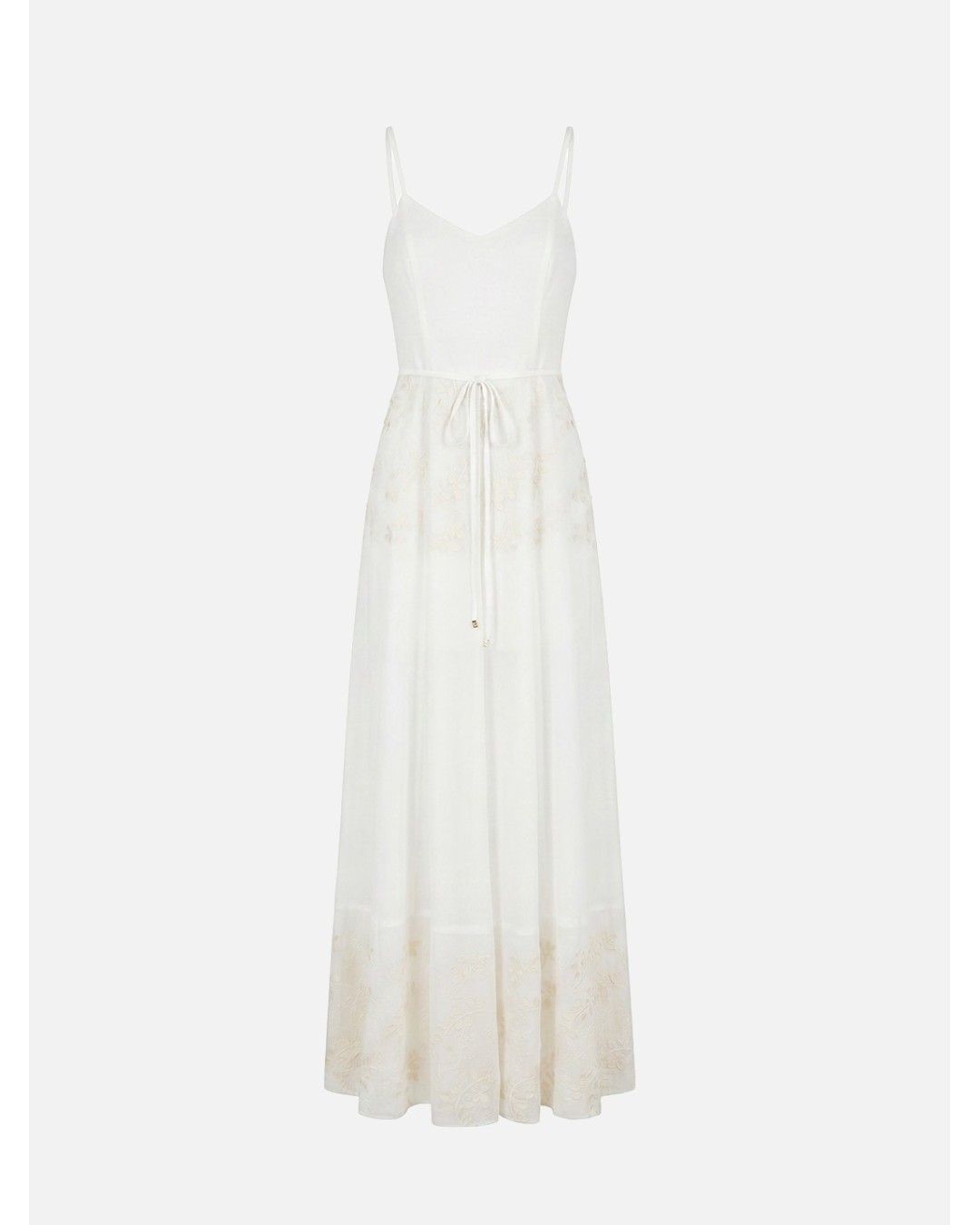 Vestido comprido com pormenor bordado