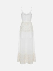Vestido comprido com pormenor bordado
