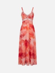 Vestido comprido tye dye com detalhes em renda
