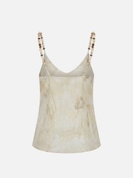 Thin-strapped top with stone effect