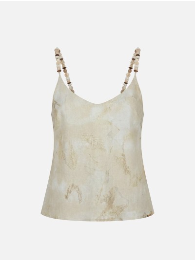 Thin-strapped top with stone effect