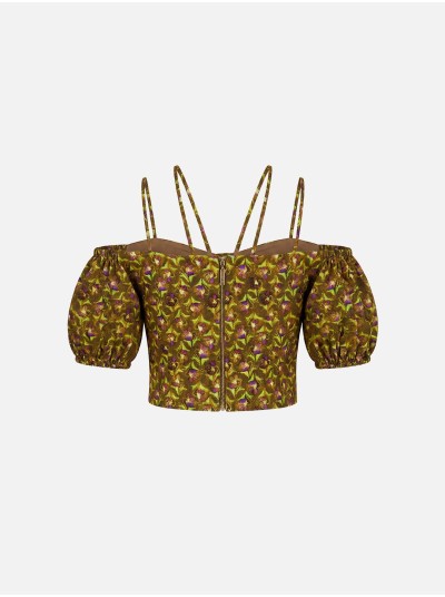 Short printed top with sleeve