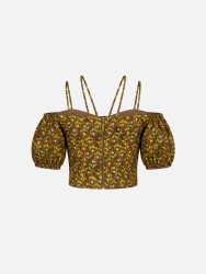 Top curto estampado com manga