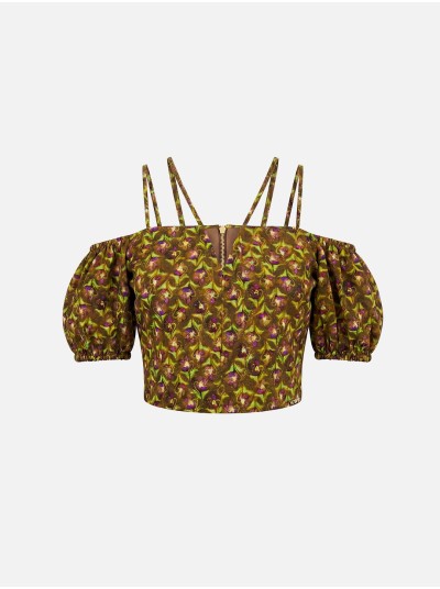 Short printed top with sleeve