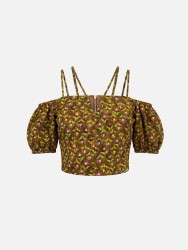 Top curto estampado com manga