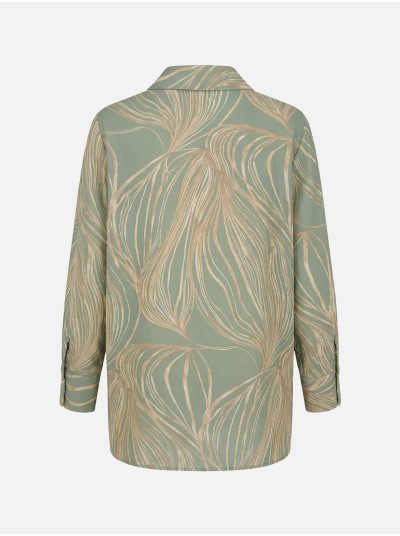 Blusa fluída estampada com pormenor em renda