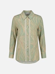 Blusa fluída estampada com pormenor em renda