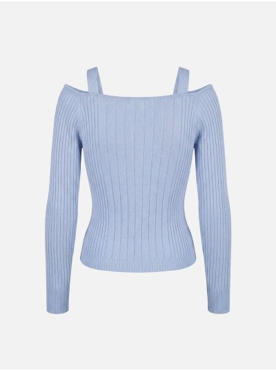 Camisola de malha curta com efeito canelado