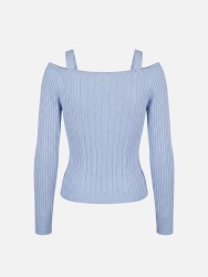 Cropped ribbed-effect knitted sweater